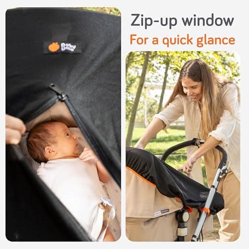 Baby Uma Pram Sun Shade (0-6 Months) - UPF 50+, Breathable Blackout Mesh Pram Cover with Zip-up Window, Blocks 99% of UVB Rays & 94% of UVA Rays (+ Travel Bag) — view 4