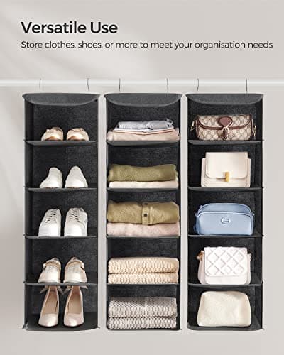 SONGMICS Hanging Wardrobe Storage Organisers, Set of 2, Foldable — view 5