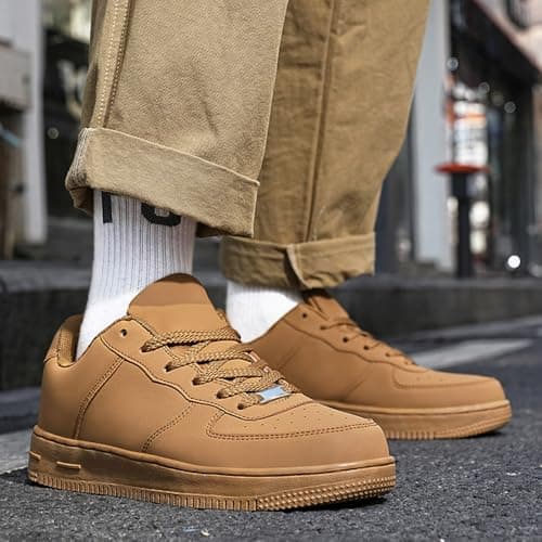 LECYGNB Men's Casual Fashion Trainers Sneakers Comfortable Breathable Lightweight Lace-Up Walking Shoes Brown UK 9 — view 4