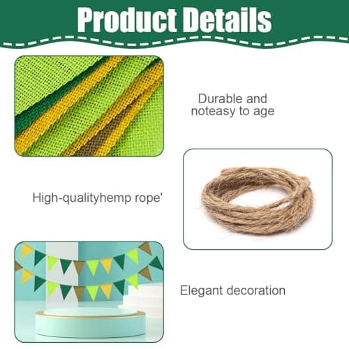 Vicloon Bunting Banner, 36PCS Reusable Outdoor Waterproof Bunting, 12M Vintage Burlap Buntings Banner, Rustic Linen Garlands for Wedding Birthday Party Home Festival Decoration Boho Camping Rustic — view 3
