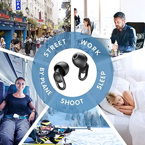 Silicone Ear Plugs for Sleep Noise Cancelling Noise Reusable Soft Comfortable Earplugs for Sleeping,Noise Sensitivity & Flights -16 Ear Tips in XS/S/M/L, 2 Travel Boxes - 33dB Noise Cancelling (Black) — view 6
