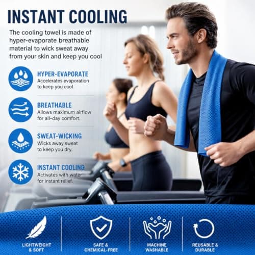 5 pack Cooling Towels,(30 * 100cm) Ice Towel Cooling Towel for Neck & Face, Ice Cool Microfibre Towel for Neck for Instant Relief Perfect Coolings Scarf for Running, Yoga, Camping, Workout — view 2