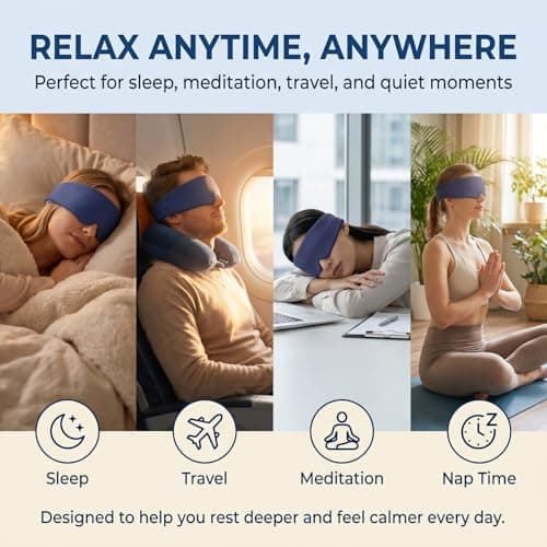 Weighted Eye Mask for Deep Sleep - 250g Gentle Pressure, 100% Blackout, Breathable Ice Silk Linen, Double-Sided Sleep Mask for Relaxation & Migraine Relief - Elegant Grey — view 6