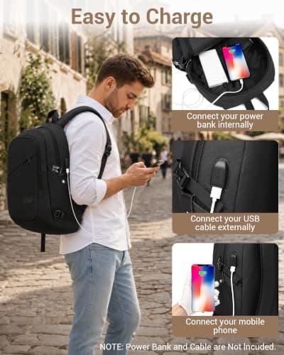Kono Laptop Backpack School Bag Anti Theft Rucksack for Men Black — view 4