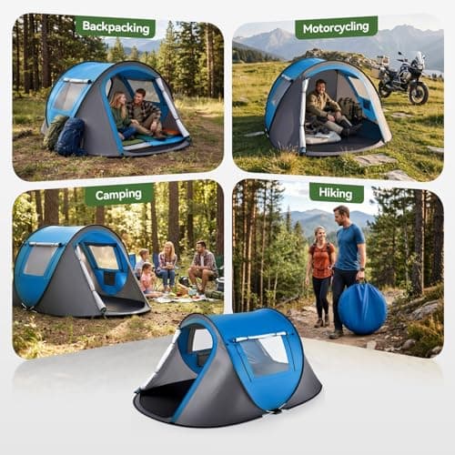Warmiehomy Instant Pop Up Tent, Family Camping Tent for 2-3 Person, Blue — view 6