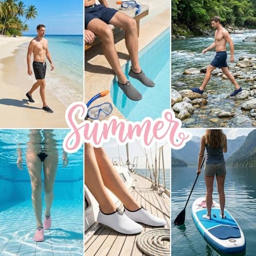 zoogobee Water Shoes for Women Men Quick Dry Non-Slip Barefoot Aqua Socks for Beach Surfing Yoga (Pink, Adult, Women, 4, Numeric, UK Footwear Size System, Medium) — view 6