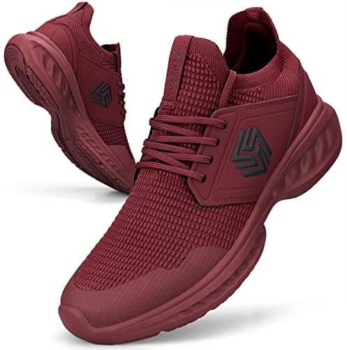 Giniros Mens Trainers Mesh Lightweight Sport Casual Gym Wine Red 8