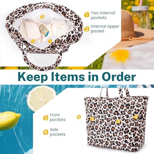 benpen Large Beach Bag for Women:Summer Beach Tote Bag with Zip — view 5