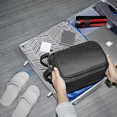 Large Toiletry Bag for Men, PU Leather Travel Toiletry Organizer, Dopp Kit Water-Resistant Shaving Bag for Toiletries Accessories Toiletries Organizer Cosmetic Bags, Black, XL, Toiletry Bag — view 6