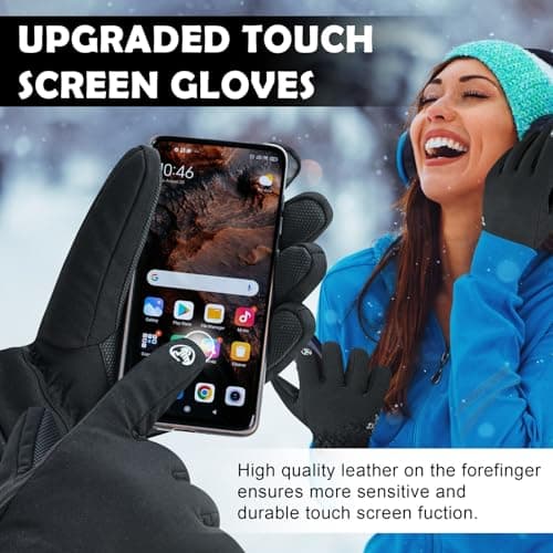 WESTWOOD FOX Waterproof Winter Gloves for Men - Windproof, Warm Ski Gloves with Touchscreen, Anti-Slip Grip for Cycling, Snowboarding, Hiking, Running, Driving & Outdoor Sports (Black, L) — view 4