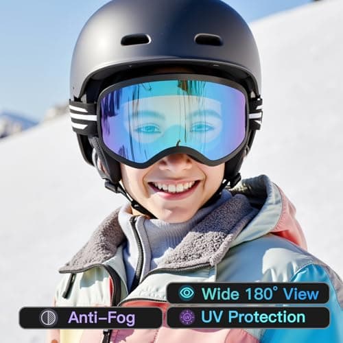 EasYoung Kids Ski Goggles, Children Skiing Snowboard Goggles for Boys Girls Junior, Snow Glasses Helmet Compatible — view 5