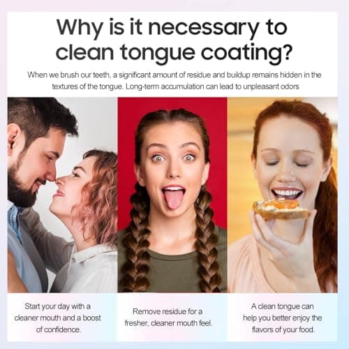 e Scraper and Brush for Adults, 5-Pack with Travel Case, Micro Bristle Tongue Cleaner (5 Colors) — view 3
