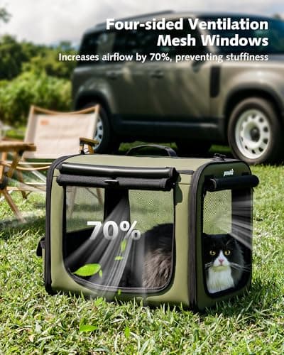 Dog Car Carrier LightWeight 50×37.5×43cm, Foldable Dog Carrier, Green — view 6