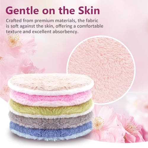 LOPHE 6 Pieces Washable Double-Sided Circle Makeup Remover Pads with Bag, Soft Delicate Cleaning, Reusable Makeup Remover Pads for Daily Cleaning(6 Colors) — view 3