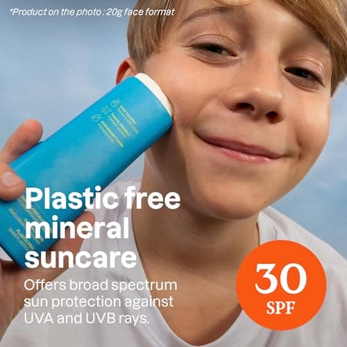 ATTITUDE Mineral Face Sunscreen Stick for Kids, SPF 30, EWG Verified, Plastic-Free, Broad Spectrum UVA/UVB Protection with Zinc Oxide, Dermatologically Tested, Vegan, Unscented, 20 g — view 2