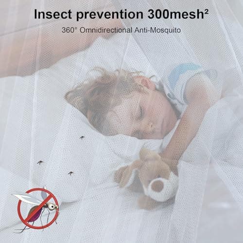 mizikuu Mosquito Net, 200 x 220 x 210CM Portable Mosquito Netting Large for Bed Mosquito net for Double Bed Ideal for Home, Traveling, Camping - White — view 2