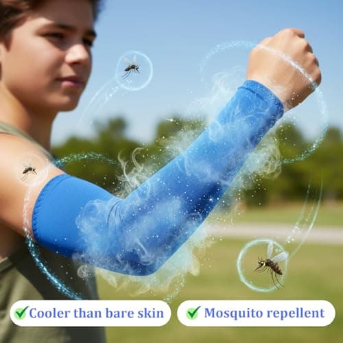 IANFAN 4 Pairs Kids Arm Sleeves, S 30cm Thin UV Sun Protection Cooling Compression Sleeves, Outdoor Sport Breathable Elastic Ice Sleeve For Youth Boys, Black White Light Gray Royal Blue — view 6