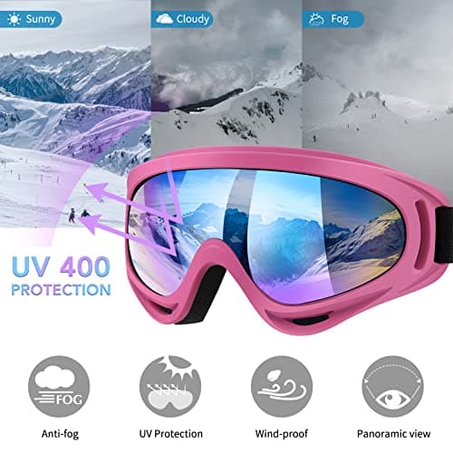 Vatefery Ski Goggles - Anti-glare, Anti-fog Snowboarding & Skiing Goggles 2-Pack for Men, Women, Kids & Youth — view 3