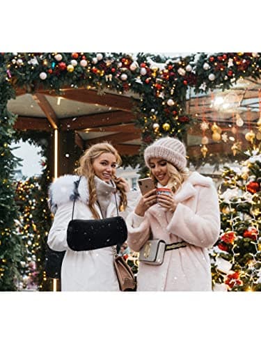 Rulala Fancy Faux Fur Hand Muffs for Women Winter Warm Arm and Hand Warmer with PU Leather Strap Include Pockets, Black, 13.8 * 7.88 — view 3