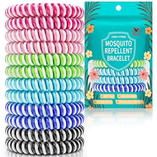 Asddage Mosquito Repellent Bracelet 12 Pack, DEET-Free, Natural Plant Oil