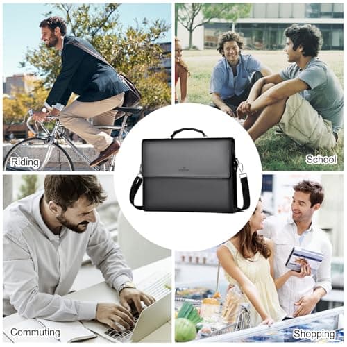 FANDARE Laptop Briefcase Men Notebook Case PU Leather Document Case Cross-Body Shoulder Messenger Bag 12.9 inch Laptop Handbag Work Travel Business School Professional Waterproof Bag Black — view 6
