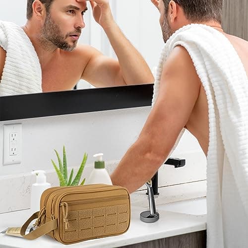 QT&QY Tactical Toiletry Bag for Men Hygiene Bag EDC Military Tool Molle Pouches Small Dopp Kit Mens Shaving Kit Travel Shower Bags with UK Patch — view 6