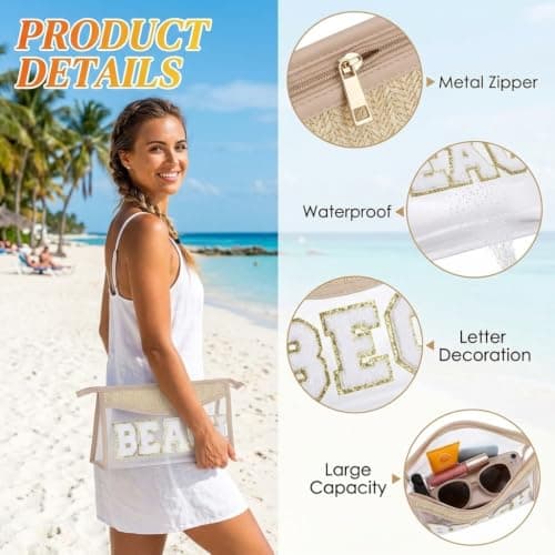 Clear Beach Makeup Bag 26x14x6cm PVC Waterproof Pouch 1 Pack — view 3