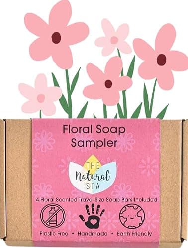 Floral Mini Soap Trial Box – 4 Handmade Vegan Soaps with Lavender, Rose Geranium | Botanical Scent Sampler Gift Set | Sustainable Self-Care