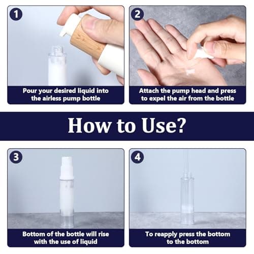 4 Pcs Empty Airless Vacuum Cosmetic Container - Refillable Clear Travel Pump Bottle for DIY Foundation, Gel, Lotion, Moisturiser, Shampoo, Toiletry (10ml) — view 4