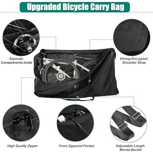 Bike Travel Bag, Foldable Bike Box, Waterproof Transport Pack, Lightweight Airline-Approved Storage, Scooter Carrying, Outdoor Riding, Beach Trips, Road Cycling, Mountain Biking for Men and Youth — view 3