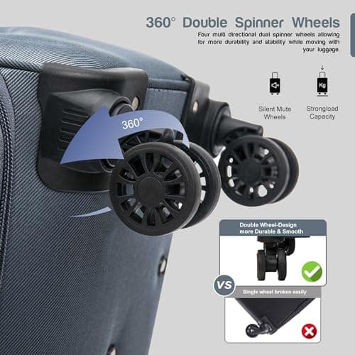 Aerostar Medium 26” Lightweight Softshell Expandable Suitcase, Integrated Combination Lock, 4 Wheels Check in Luggage for 15 to 20kg (Grey, 77 litres) — view 4