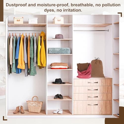 sourcing map 2 Pack Dust Bags for Handbags, 8.7x11.9" Cotton Drawstring Storage Pouch Bag Dust Cover Storage Bags for Purses Shoes Boots Daily Travel Storage, Khaki — view 4