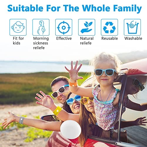 ACWOO Motion Sickness Wristbands, 6 Pairs Natural Sickness Bands for Kids & Adults, Anti-Nausea Wristbands for Car Sea Sickness, Relief Wristbans for Sea Flying Travel — view 6