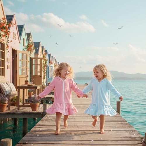 Kids Girls Zip Up Poncho Towels (Solid Blush Pink, 2-3 Years) — view 2