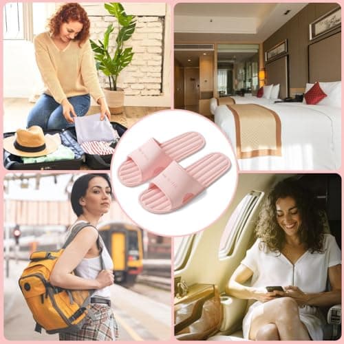 Travel Slippers for Women, Portable Foldable Slides Non-Slip Foldable Summer Sandals Shower Shoes for Hotel Spa Gym Beach (L, UK Footwear Size System, Adult, Women, Numeric Range, Medium, 5.5, 6.5) — view 4