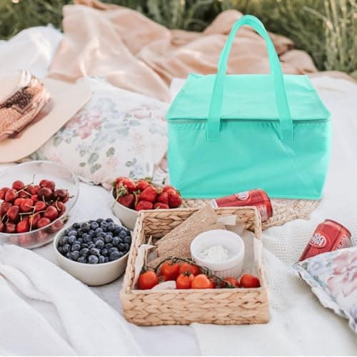 ARTSEWPLY Food Insulation Bag Cake Packing Bag Aluminum Cloth Blue for Fruits, Snacks, Hot or Cold Storage, Going to Amusement Parks, On-site Activities — view 5