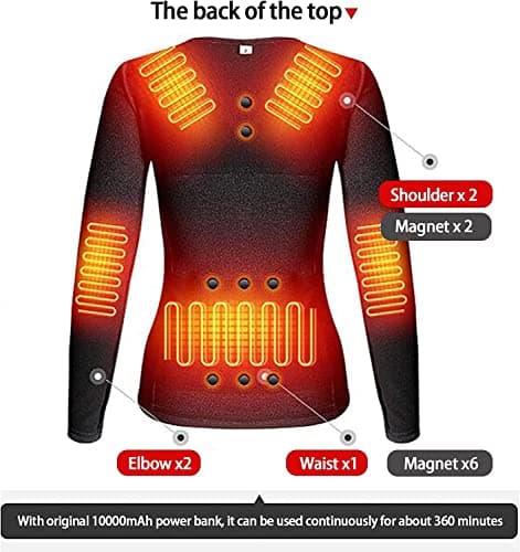 Heated Clothing, USB Rechargeable Thermal Base Layer Top with Far Infrared Heating for Skiing Motorcycle Camping(Men Black,3XL-3XLarge) — view 3