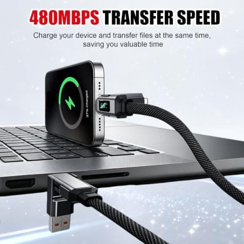 Haefan 4-in-1 USB Charging Cable Keychain, 65W Fast Charge with LED Display — view 3