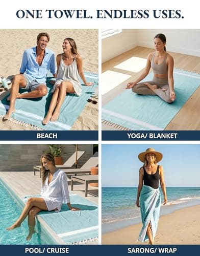 LANE LINEN Oversized Turkish Beach Towels – 2 Pack, Quick Dry & Sand-Free Cotton Blend, Pre-Washed Swim Towels for Adults, Hunter Green — view 6