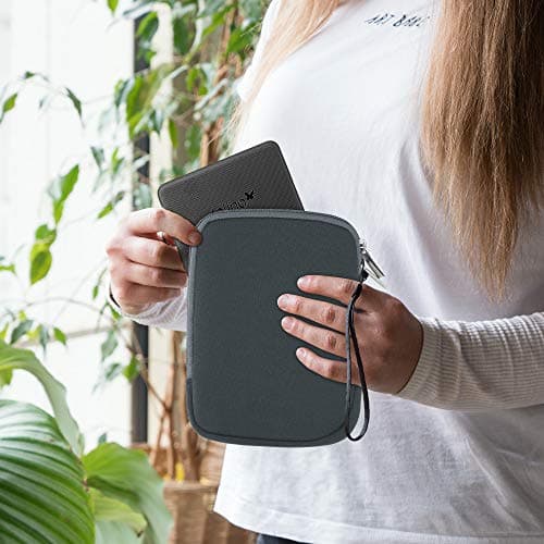 kwmobile Neoprene e-Reader Pouch Size 6" eReader - Universal eBook Sleeve Case with Zipper - Grey — view 2