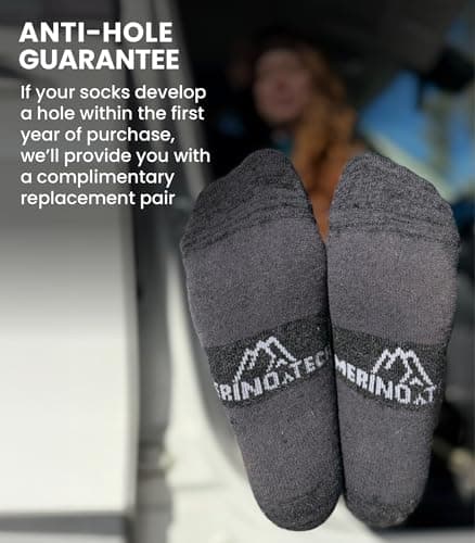Merino.tech Merino Wool Socks Mens and Womens - Merino Wool Hiking Socks Crew Style (Light Grey Pack of 3, 4-8) — view 5