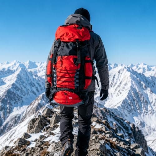 Waterproof Hiking Backpack Large Capacity Trekking Rucksack (90L Red) — view 5