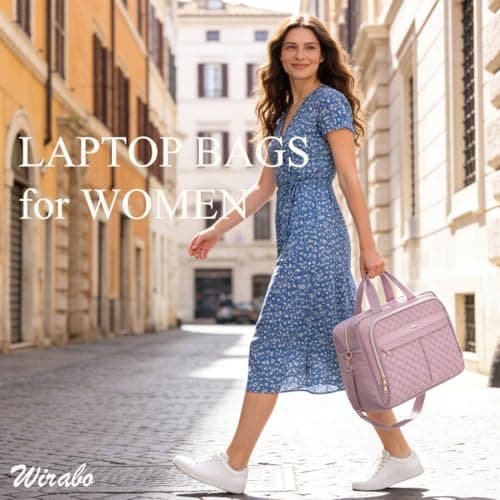WIRABO 17 Inch Laptop Bags for Women, Messenger Bag, Work Bag, Purple-pro — view 2
