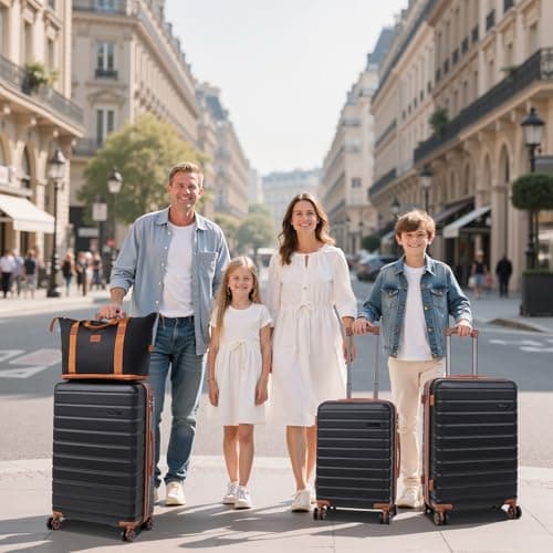 Cosbarn Luggage Sets 5 Piece Suitcases with Wheels, 5 Piece Sets (20/24/28/DB/TB), Fashion (Black) — view 2