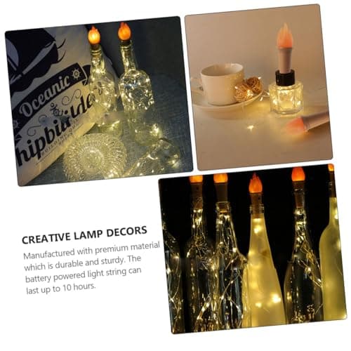 Lurrose 5pcs LED Flame Bottle Stopper String Lights Warm White Cork-Shaped Fairy Lights for Home Decoration Party Camping Battery Operated with Flexible Lightweight Design — view 4