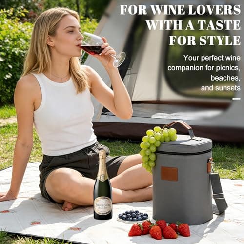4 Bottles Insulated Wine Cooler Bag,Leakproof Padded Wine Tote Carrier — view 4