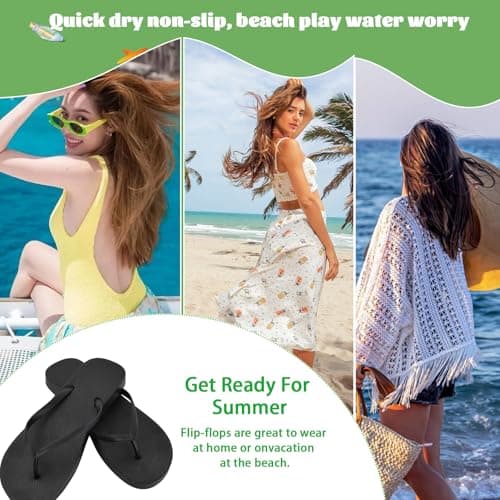 Wisebom Unisex Flip Flops, Slip-Resistant Flip Flop, Flip-Flops with Textured Sole Comfortable Thong Sandals Summer Beach flip flops (Black, Adult, Women, 6, Numeric, UK Footwear Size System, Medium) — view 5
