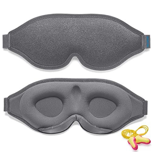 2026 Innovative Sleeping Mask for Men and Women 99.99% Light Blocking Ergonomic Adjustable Eye Mask with Earplugs for Sleep, Nap, Meditation, Travel, Comfortable Night's Sleep (Grey)