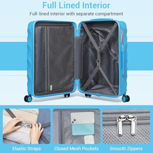 British Traveller Medium Suitcase, Lightweight Hard Shell Luggage — view 6