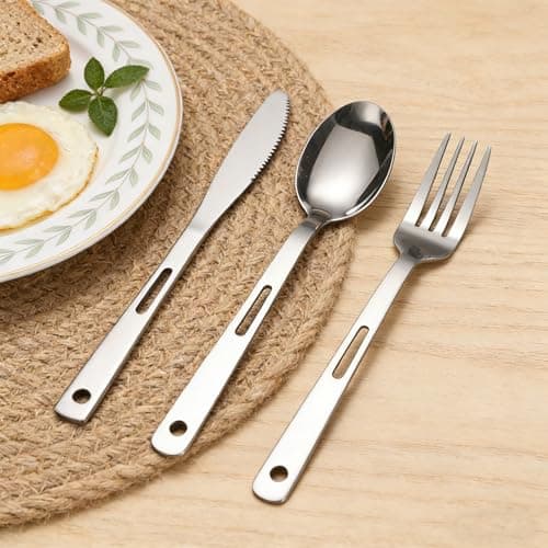 BSDLZCH 16 Pcs Stainless Steel Camping Cutlery Set for 2 — view 3